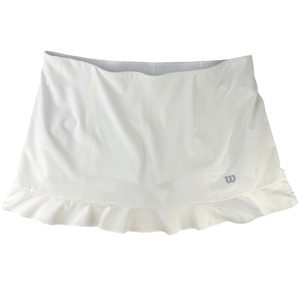WILSON White Flounce Hem Tennis Skort Womens Built-in Shorts Athletic Skirt XL